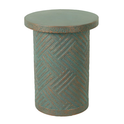 Cement Outdoor Small Round End Table, Modern Garden Accent Side Table/Stool For Patio, Deck, Or Indoor Use | Gift Idea