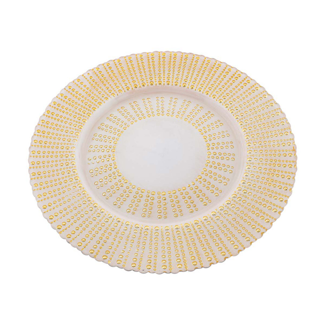 Sparkles Home Venezia 13" – Fancy Glass Charger Plates Hand-Painted Two-Color Crystalline Design Sparkles Home