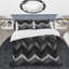 Ensemble de housse de couette moderne gris foncé à chevrons-109156828