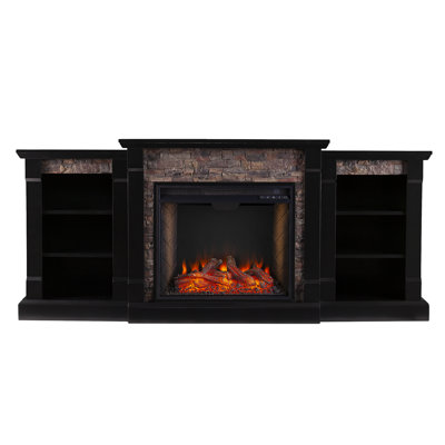 Gallatin Criss-Cross Electric Fireplace w/ Bookcases