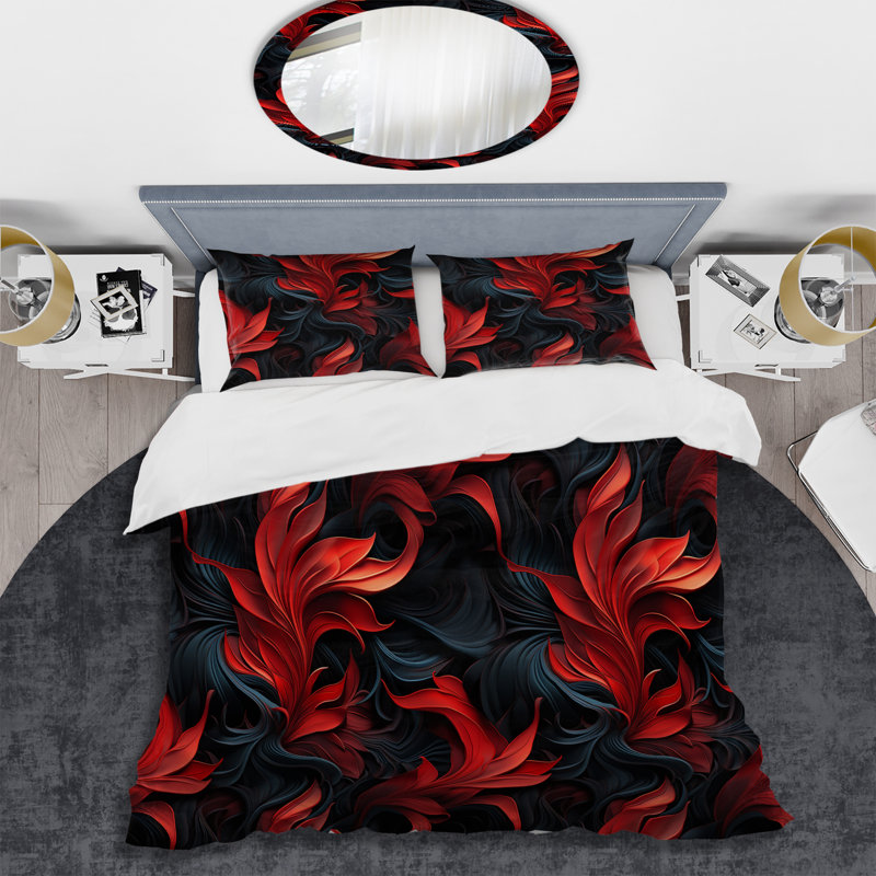 Ensemble de housse de couette en microfibre Noir / Illusions Moody, Housse de couette simple + 1 taie décorative stan
