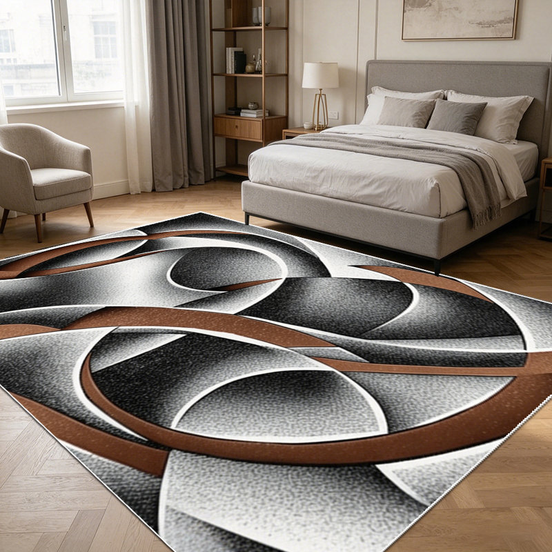 1PC Modern Abstract 3D Geometric Ribbon Swirl Pattern area rugs for Living Room, Soft and Comfortable, Suitable for all seasons, easy-to-maintain, machine washable Indoor floor mat, Under Table Farmhouse suitable for entryway, bedroom, dining room,