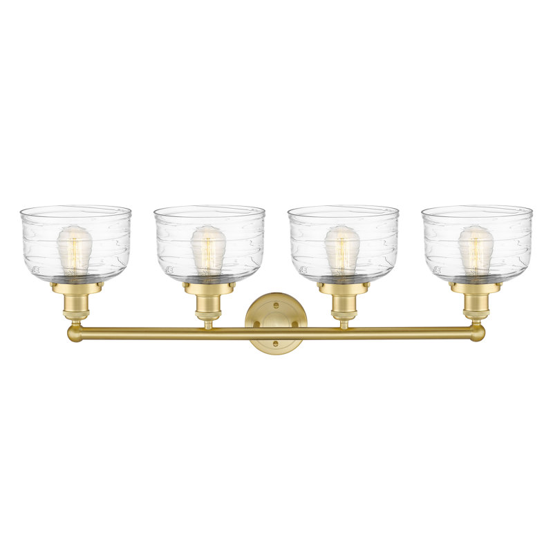Éclairage pour meuble-lavabo à 4 lumières à intensité variable Annagene, Tourbillon déco transparent, Or satiné