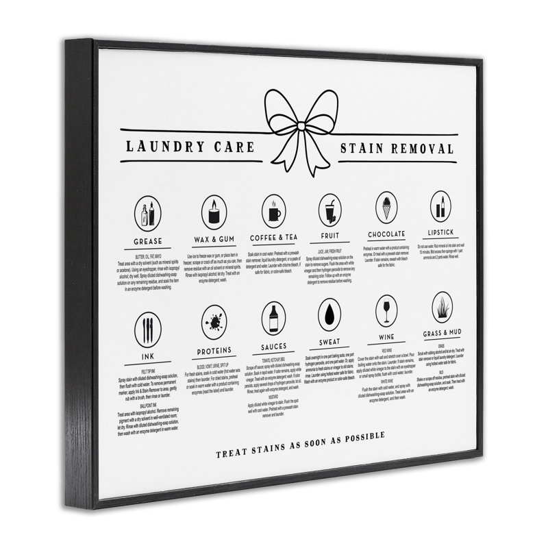 Guide de nettoyage des taches de lessive, giclée encadrée, design par lettré et doublé, H 11 po x l 14 po