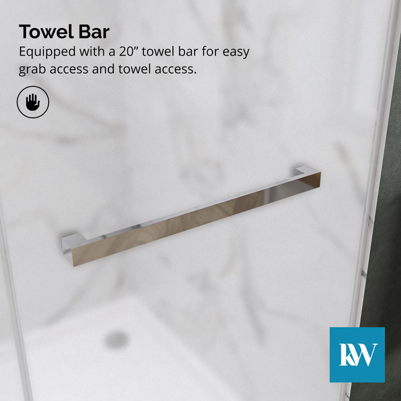 Porte de douche coulissante double sans cadre en chrome avec verre gravé à l'acide 3/8 po Catalyst l 56 "x H 76", Chrome poli