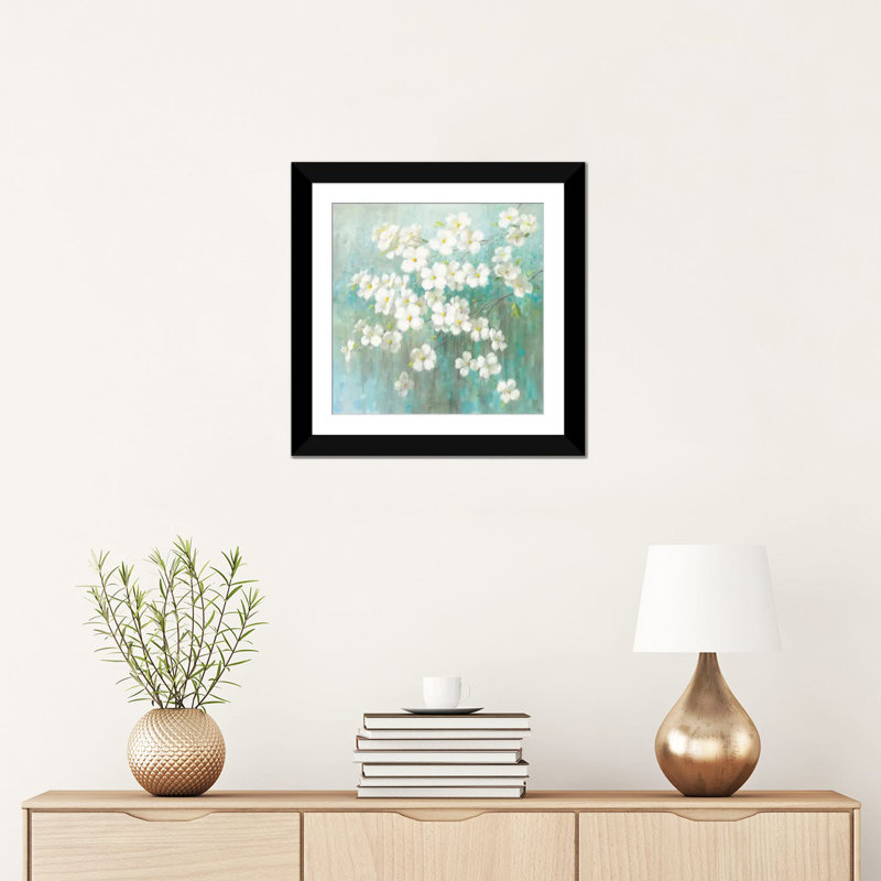 « spring rêve i », reproduction d’art sur toile tendue, Papier d'art encadré noir, Blanc, H 16 po x l 16 po x P 1 po