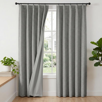 Rideaux 100% occultant et isolants 100% gris clair avec plis pincés et pattes arrières, 2 panneaux - 40 po x 90 po