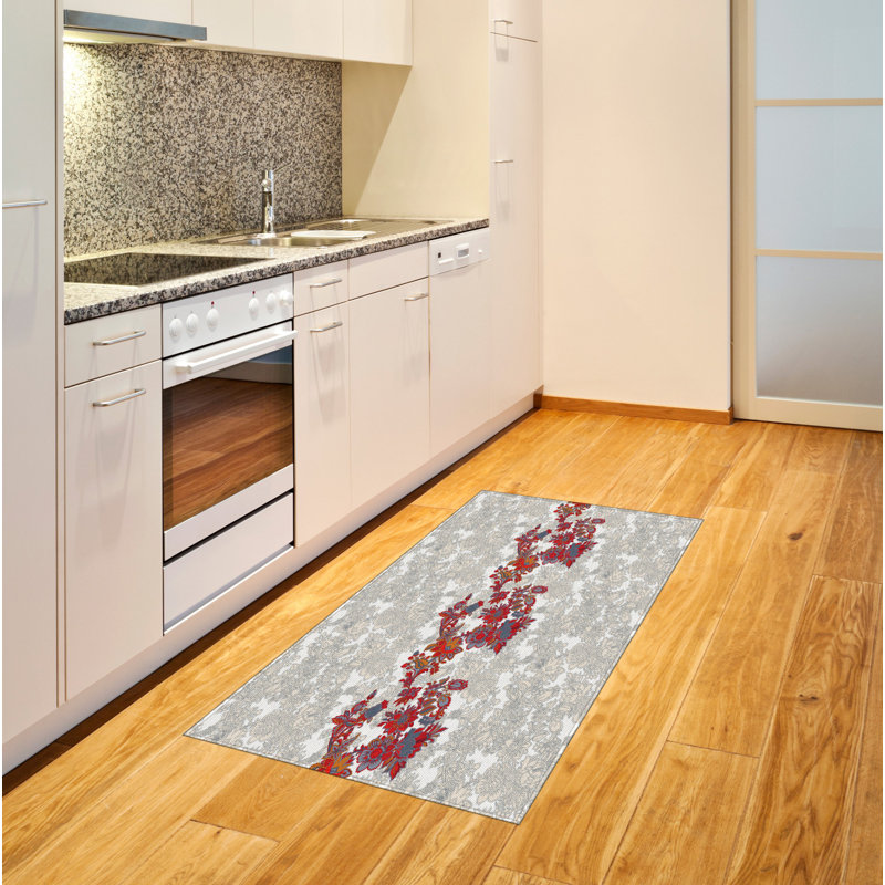 Tapis décoratif floral à haute densité en fibres de polyester, Rectangle 2 pi 7 po x 5 pi
