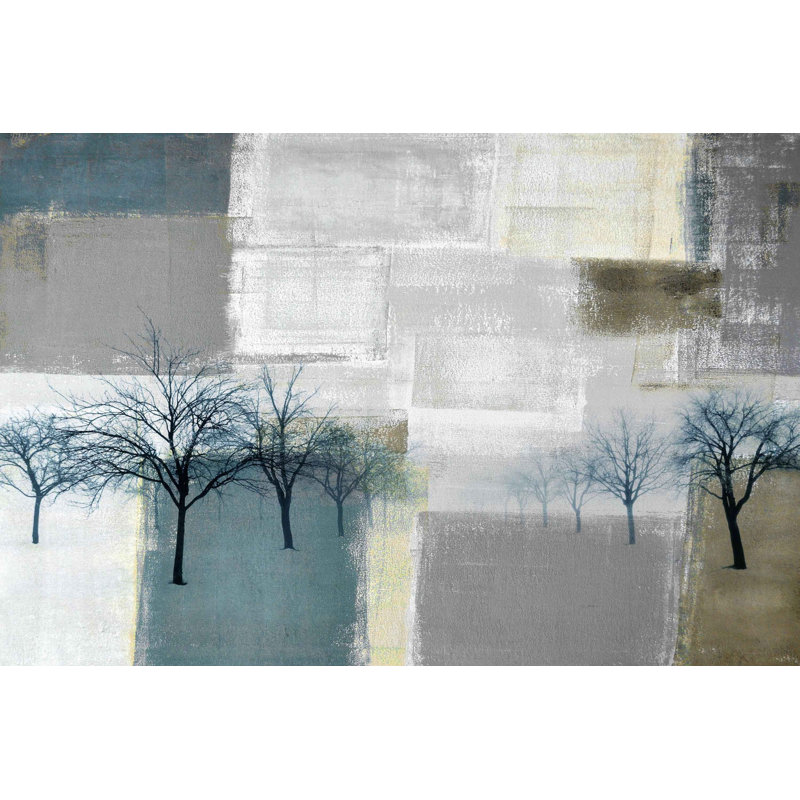 Blue Trees Abstract Landscape Canvas Wall Art