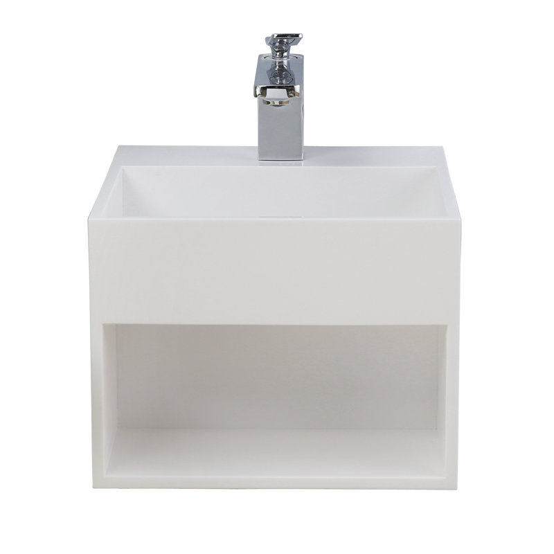 Lavabo de salle de bain mural carré Simon 20 " , Blanc lustré