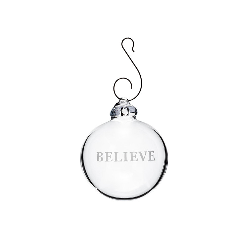 Engraved "Believe" Round Ornament In Gift Box