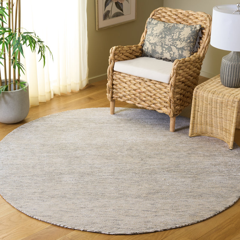 Tapis d'intérieur en coton de couleur unie touffeté à la main Soho, Rond 6 pi
