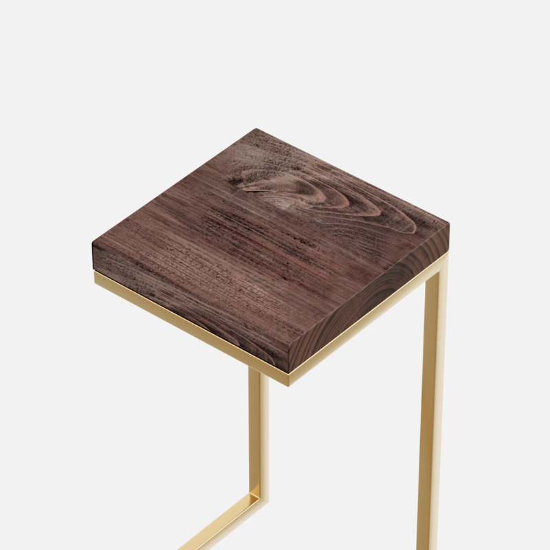 Table d'appoint en forme de C rustique, Doré, Provincial