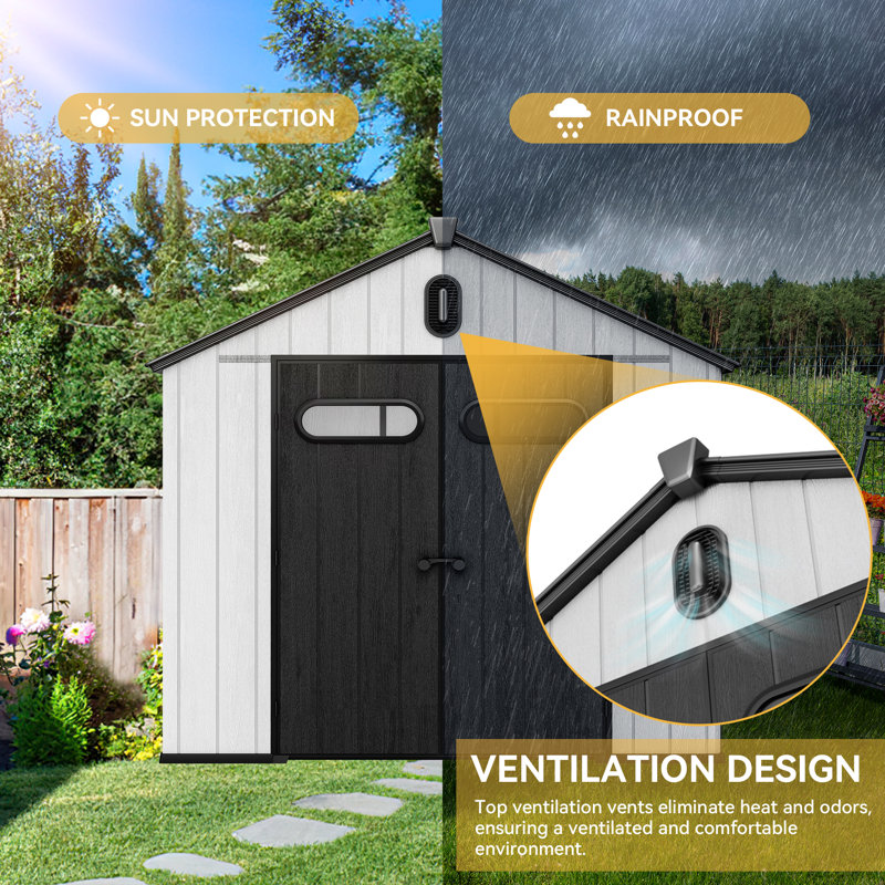 Balconera 8 Ft. W X 10 Ft. D /8 Ft. W X 8 Ft. D Resin Outdoor Storage Shed, 95" H x 91" W x 91" D