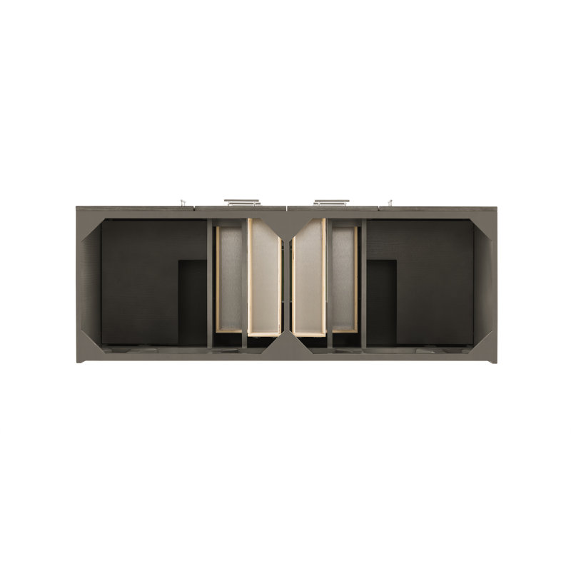 Metropolitan 60'' W Double Bathroom Vanity Base, Silver Oak