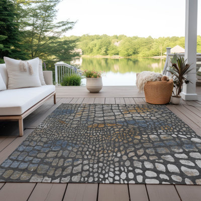 Tapis gris anthracite intérieur / extérieur lavable à la machine Chayden ACN988
