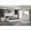 Ensemble de chambre à coucher, grand lit 3 pièces avec tête de lit à DEL et amp; 2 tables de chevet, blanc neige ultrabrillant | Blanc neige | Bois d'ingénierie, métal-558796619-558796617