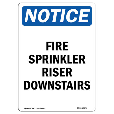Fire Sprinkler Riser Downstairs Sign