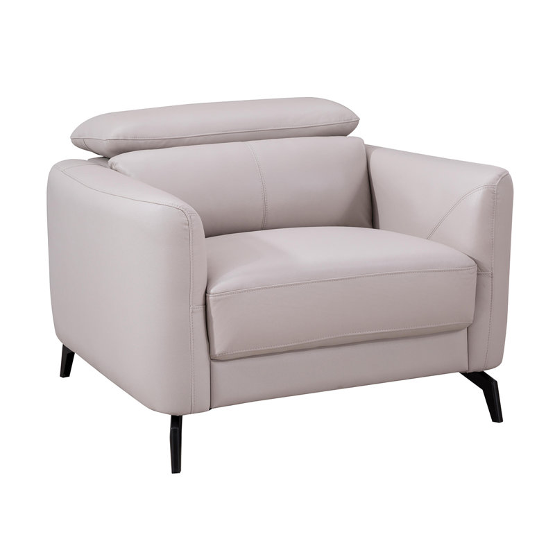 Fauteuil Arvelo, Cuir véritable gris clair