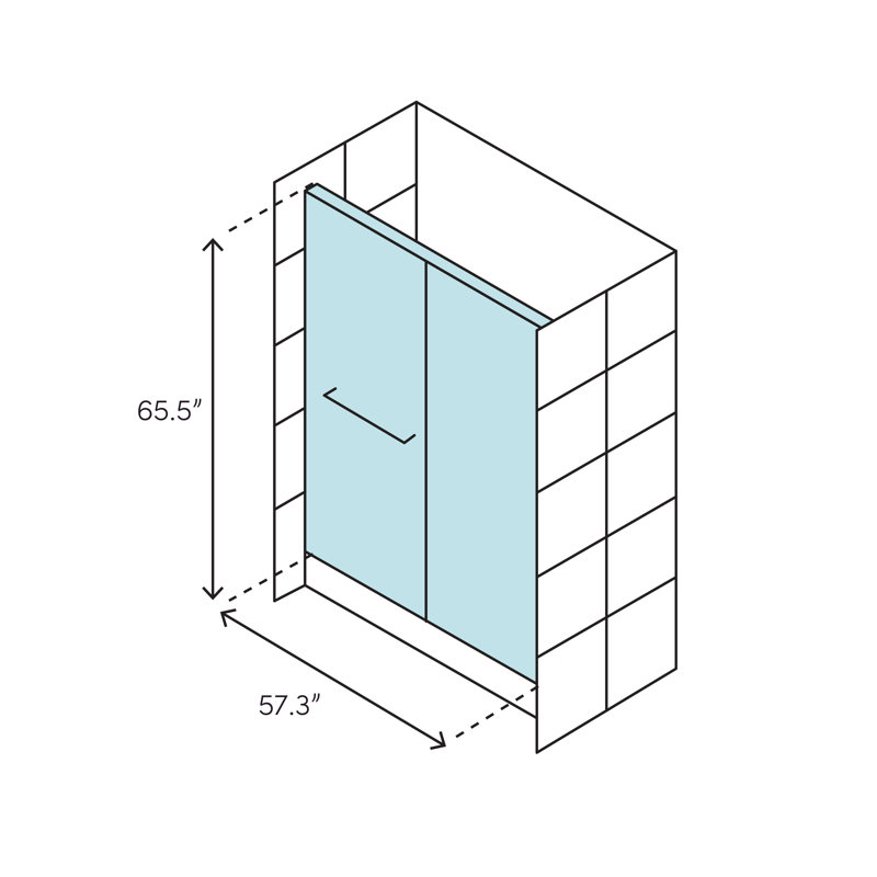 Deluxe 57.325" x 65.5" Bypass Shower Door, Silver