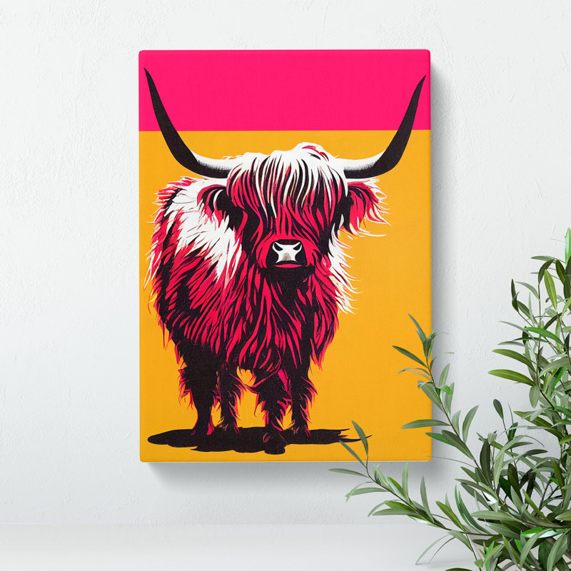Highland Cow Art No.3 - Wrapped Canvas Print, 50cm H x 35cm W x 3cm D