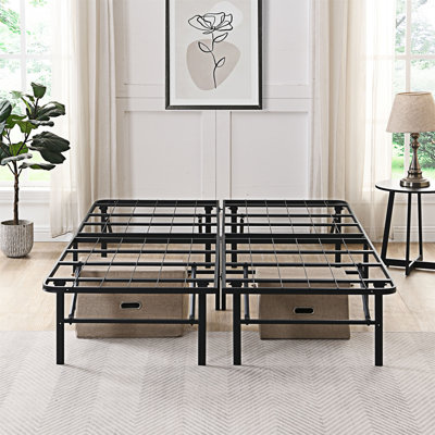 Durable Metal Platform Folding Bed Frame With Smart Storage