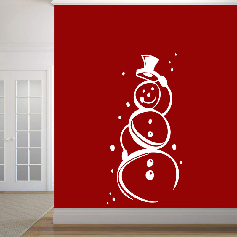 Décalcomanie murale jolie bonhomme de neige Trexler, Blanc