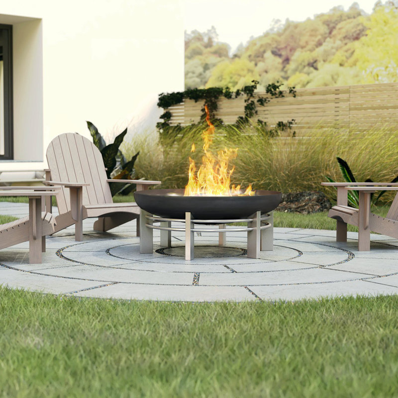 Round Stainless Steel Fire Pit, Silver