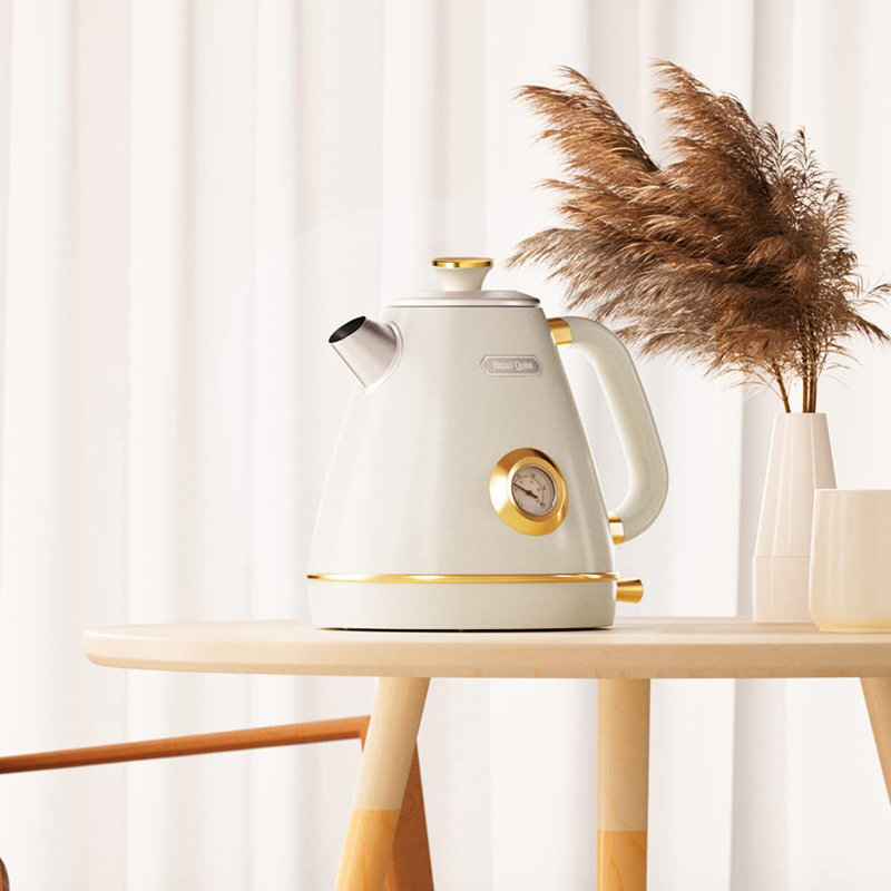 Bouilloire 1,7 litre avec thermomètre, Blanc perle