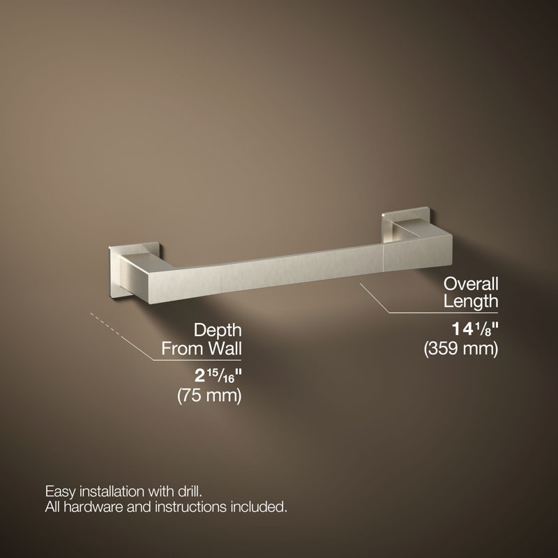 Honesty Towel Bar, 12"W, Vibrant Brushed Nickel