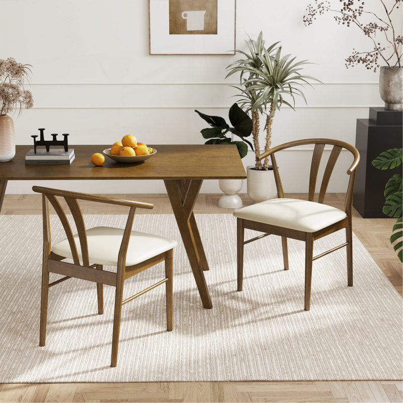Chaises de salle à manger Lavin Wishbone, ensemble de 2, Noyer