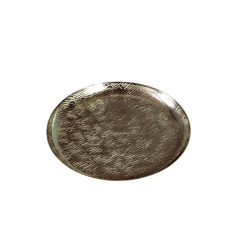 Plateau rond avec texture de ligne: P 13 po, L 13 po x P 13 po x H 1 po