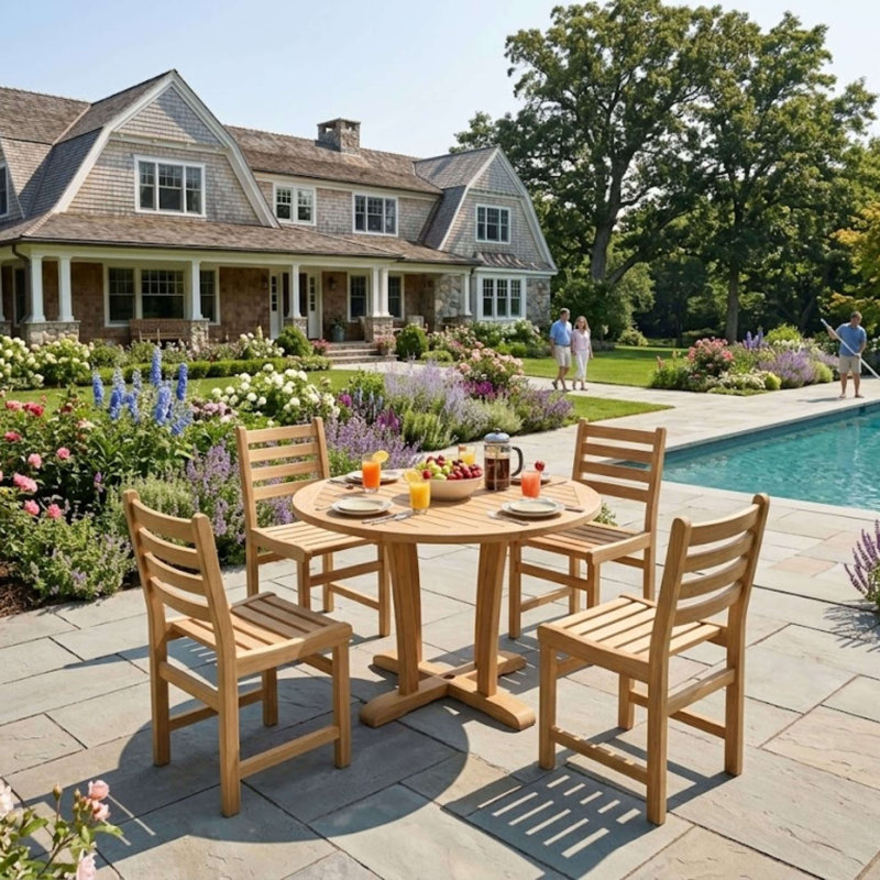 Dessouses Outdoor 5 - Piece Teak Dining Set
