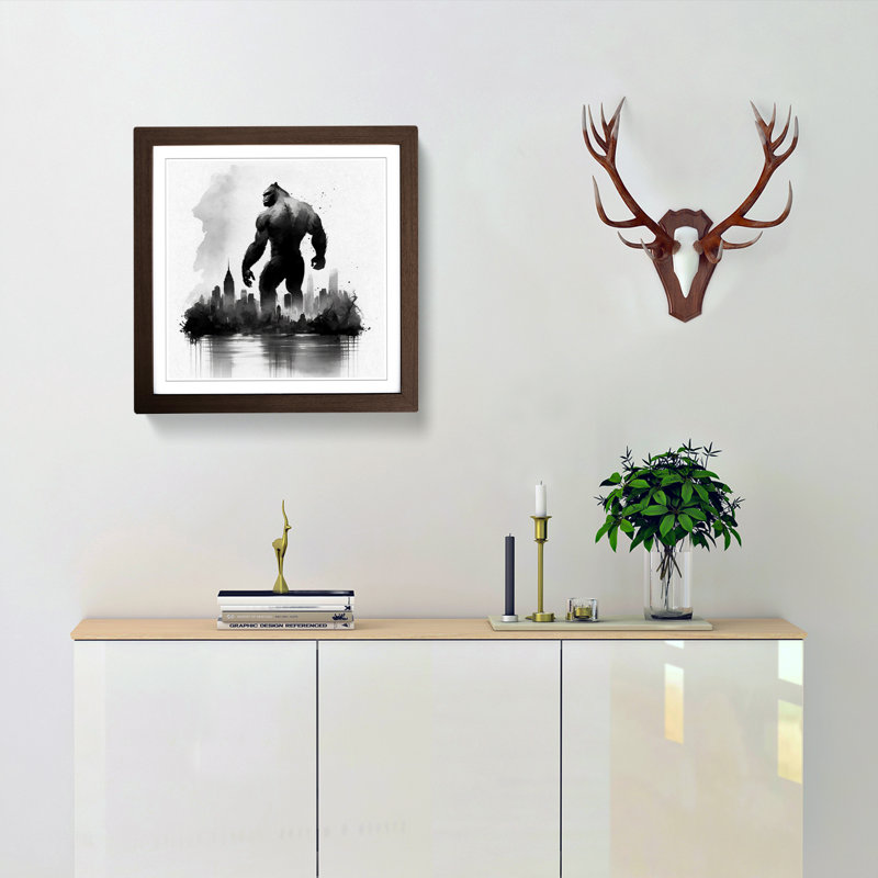 King Kong Ink Wash - Framed Print, Walnut