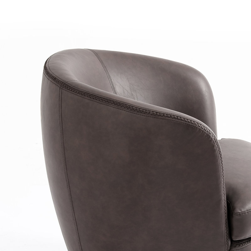 Aunna 81Cm Wide Swivel Barrel Chair, Chocolate