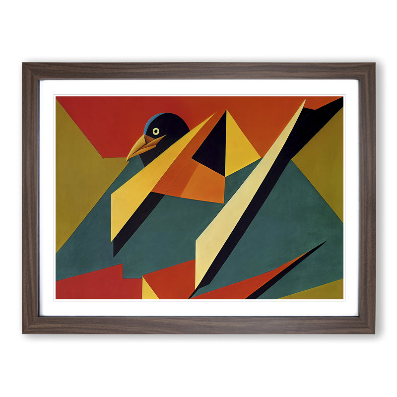 Abstract Eagle Bird Vol.3 - Framed Print, 46cm H x 64cm W x 2cm D, Walnut