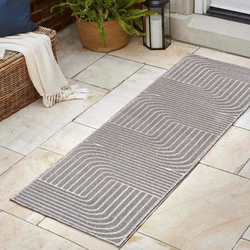 Odense Minimalist Angle Geometric Grey/Ivory 5 Ft. X 8 Ft. Area Rug, Runner 2' x 8'