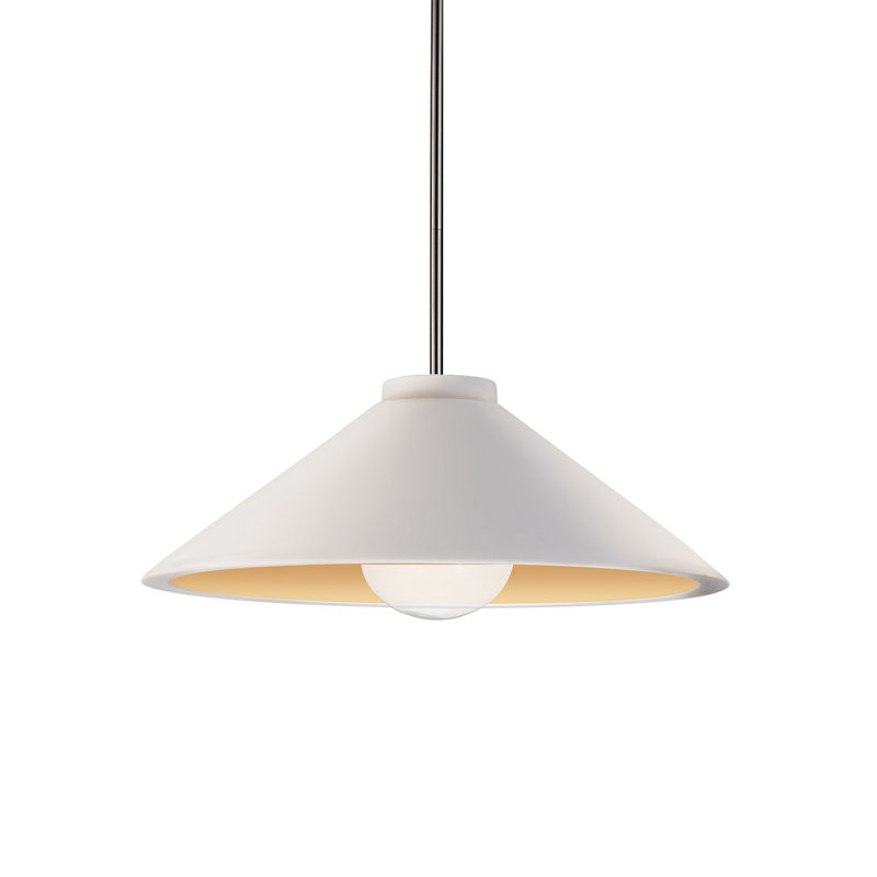 1 - Light Cone Cone LED Pendant with Metal Accents, Brushed Nickel, Matte White/Champagne Gold