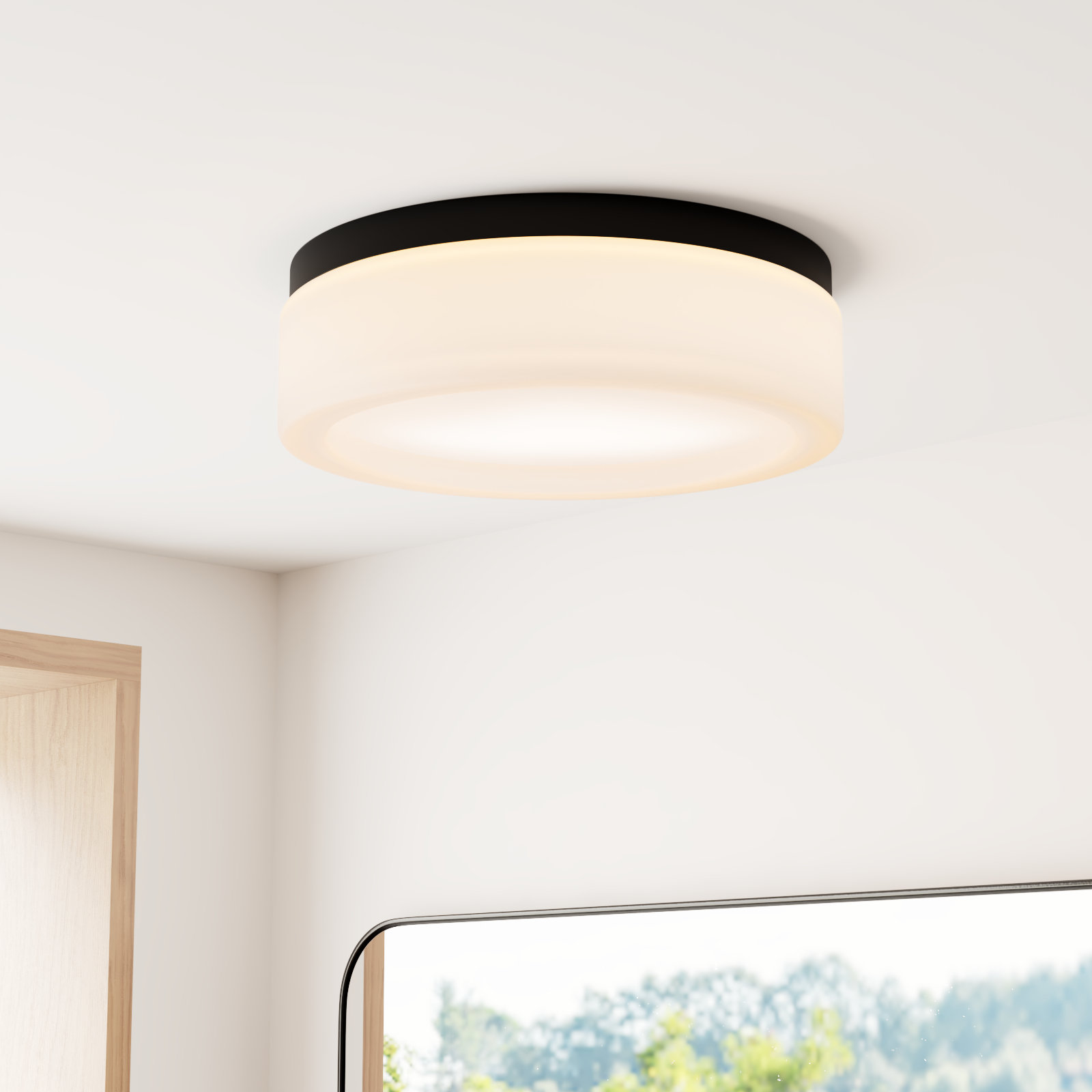 Helmes Single Light Flush Mount, Midnight Black