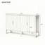 Armoire de rangement 57,5 po à portes rayées, buffet à 4 portes avec supports de rangement à l'arrière et crochets latéraux, tablettes réglables-2057721244