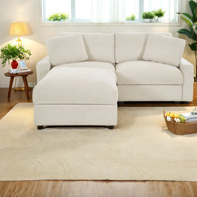 Canapé modulaire peu encombrant avec rangement caché, tissu en polyester, design de salon moderne