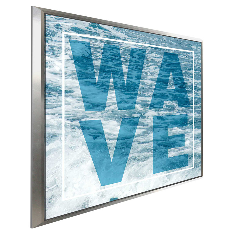 «Wave», art textuel, H 21,5 po x l 21,5 po x P 2 po, Cadre flottant argent