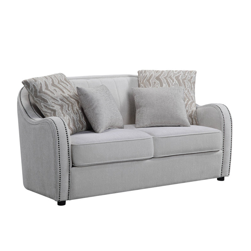 Causeuse et coussins décoratifs 63 "en lin beige et noir