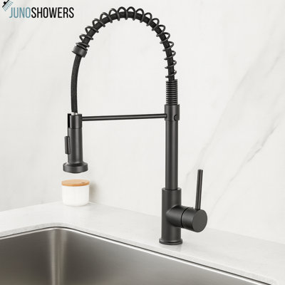 Juno Light Gray Finish Commercial Matte Black Pull Down Rotatable Kitchen Faucet