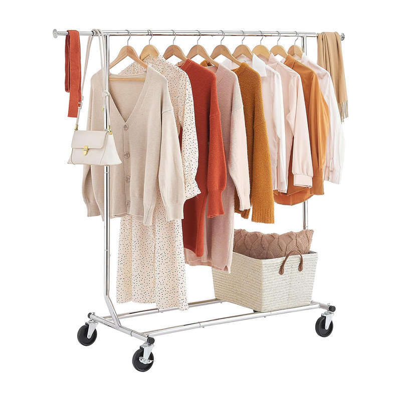 Chrome Heavy Duty Adjustable Garment Rack with Wheels