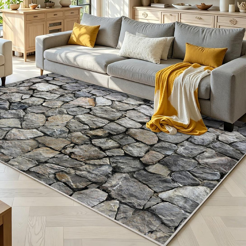 Clear Rock Wall Seamless Stone Brick Abstract Architecture Grunge Structure Machine Washable Indoor Area Rug