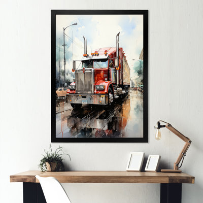 Red Semi Truck Pride II, reproduction d'art sur toile