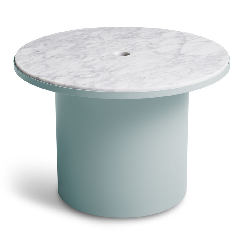 Plateau Marble End Table, White, 14" H x 21" W x 21" D, White Marble