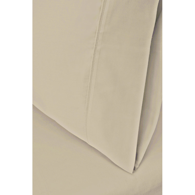 Ensemble de taie d'oreiller en coton certifié égyptien - 300 fils de couleur unie, Tanné, Standard