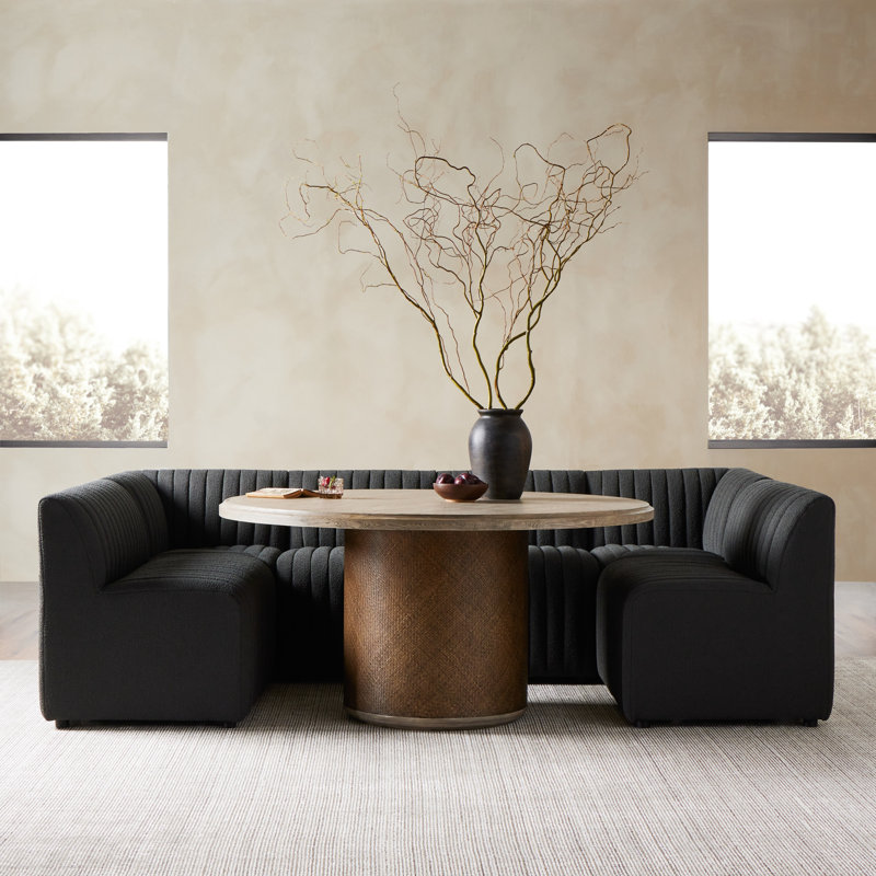 Grayson 106" Wide Symmetrical Modular Corner Sectional, Capri Oatmeal Boucle, 31.5" H X 106" W x 66.5" D